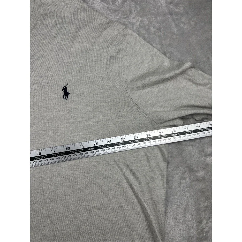 Polo Ralph Lauren Mens XXL Heather Gray 100% Pima Cotton V-Neck Sweater Pony